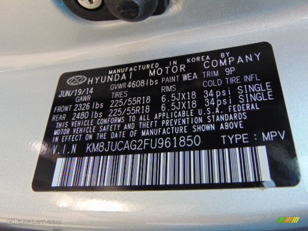 2015 Hyundai Tucson Limited AWD Color Code Photos