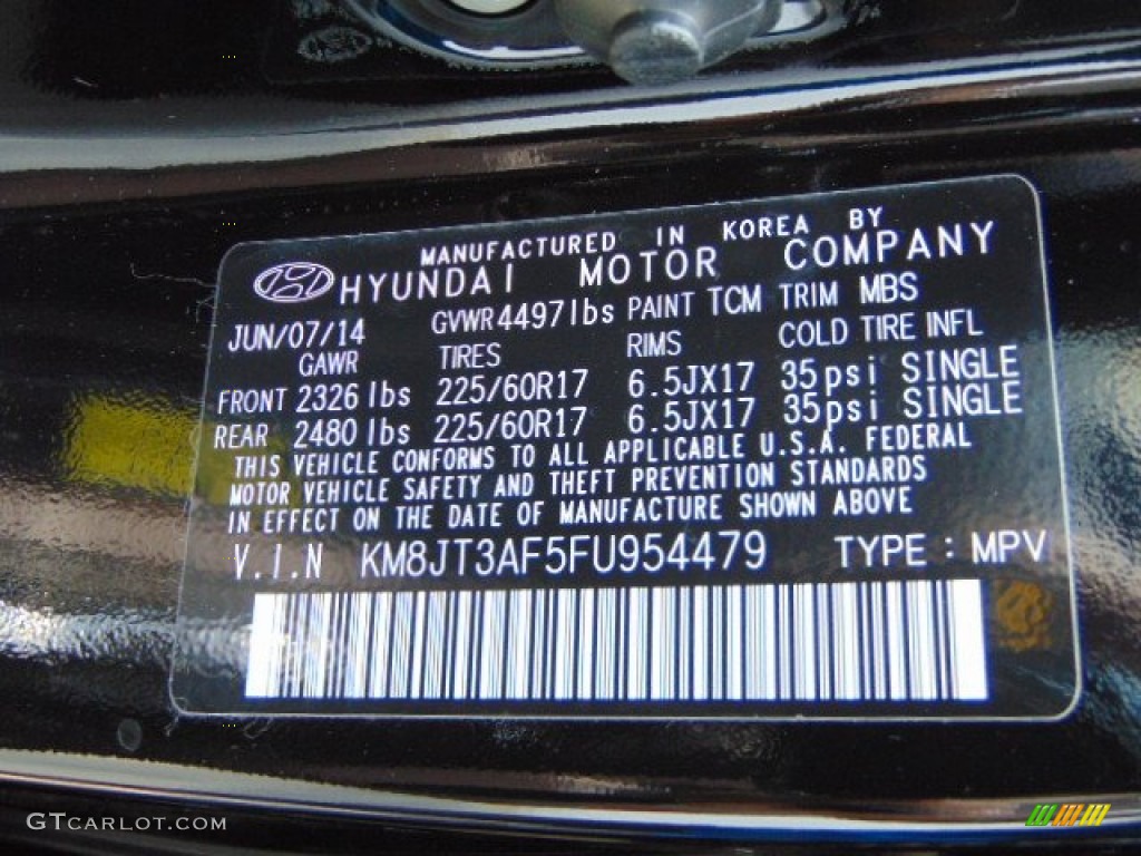 2015 Tucson Color Code TCM for Ash Black Photo #96134201