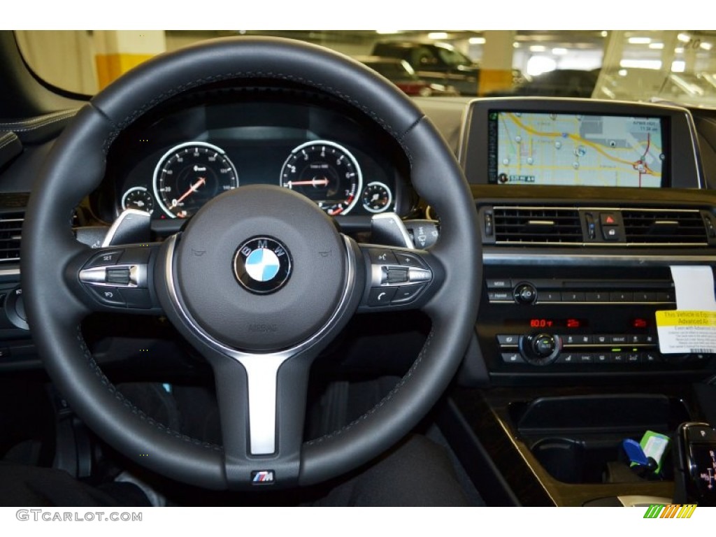 2015 BMW 6 Series 640i Convertible Black Steering Wheel Photo #96138509