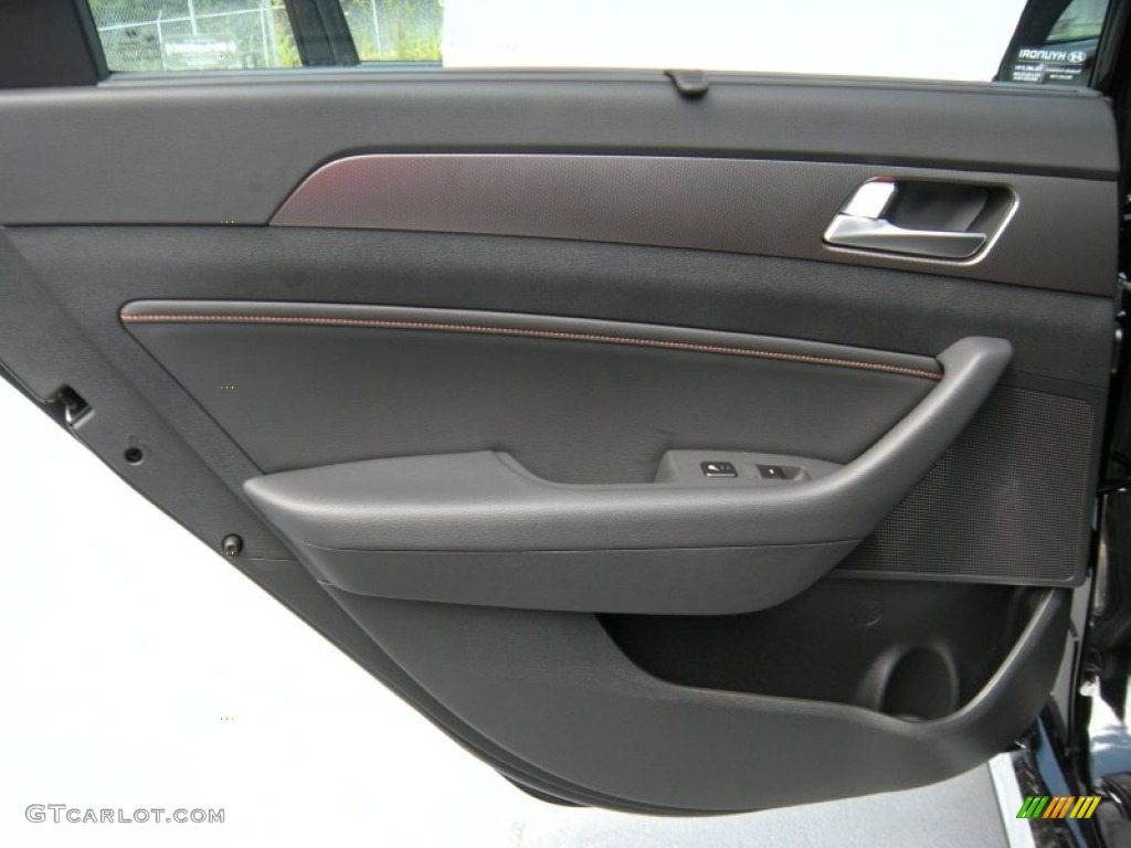2015 Hyundai Sonata Sport 2.0T Black/Orange Door Panel Photo #96168449