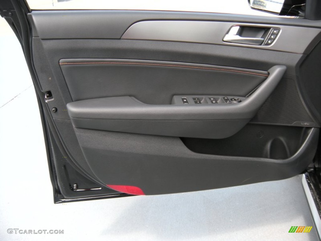 2015 Hyundai Sonata Sport 2.0T Black/Orange Door Panel Photo #96168518