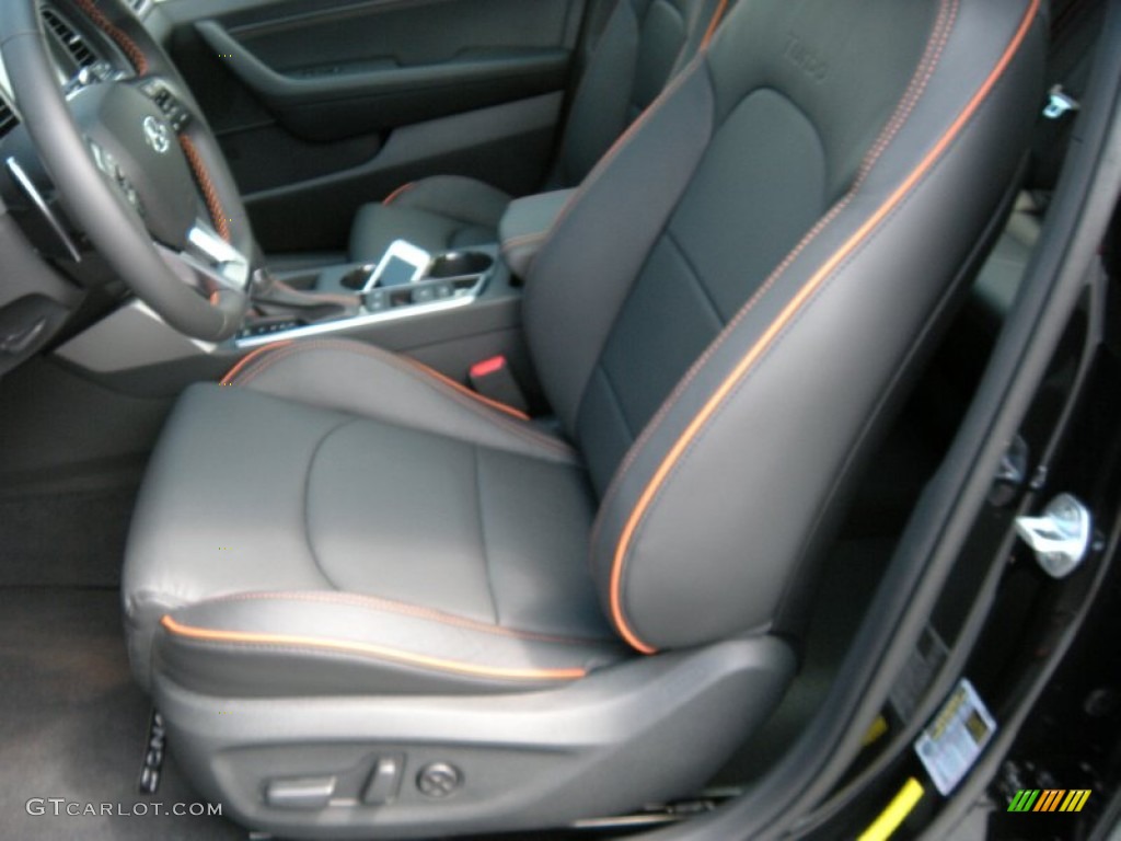 Black/Orange Interior 2015 Hyundai Sonata Sport 2.0T Photo #96168563