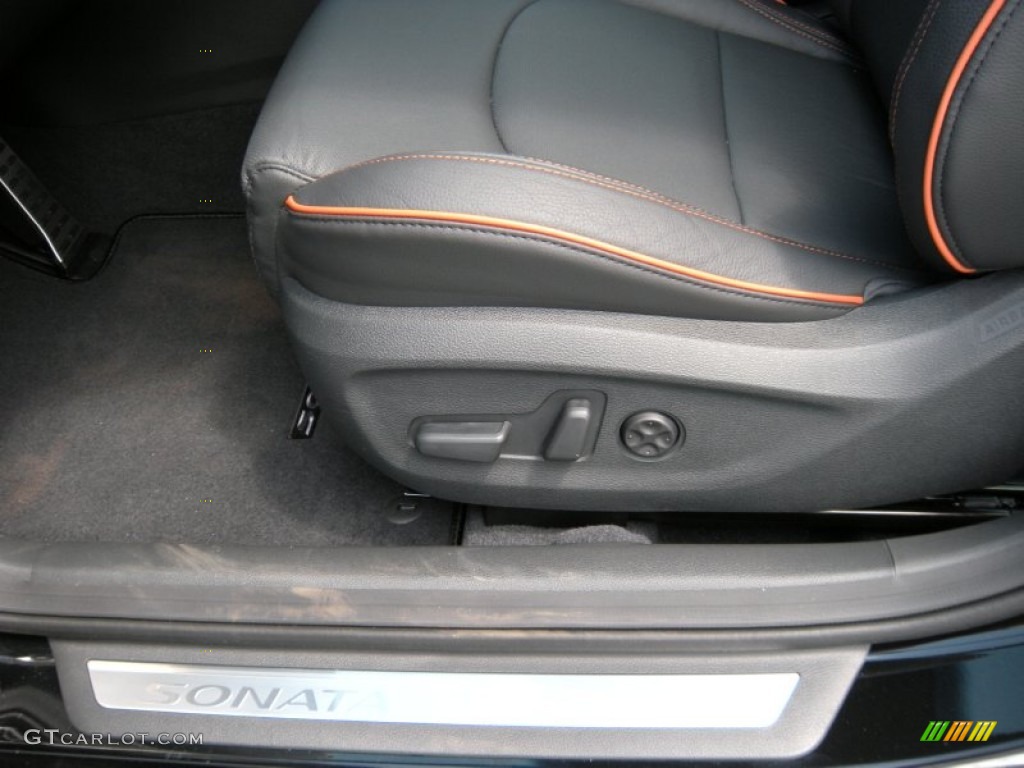 Black/Orange Interior 2015 Hyundai Sonata Sport 2.0T Photo #96168587