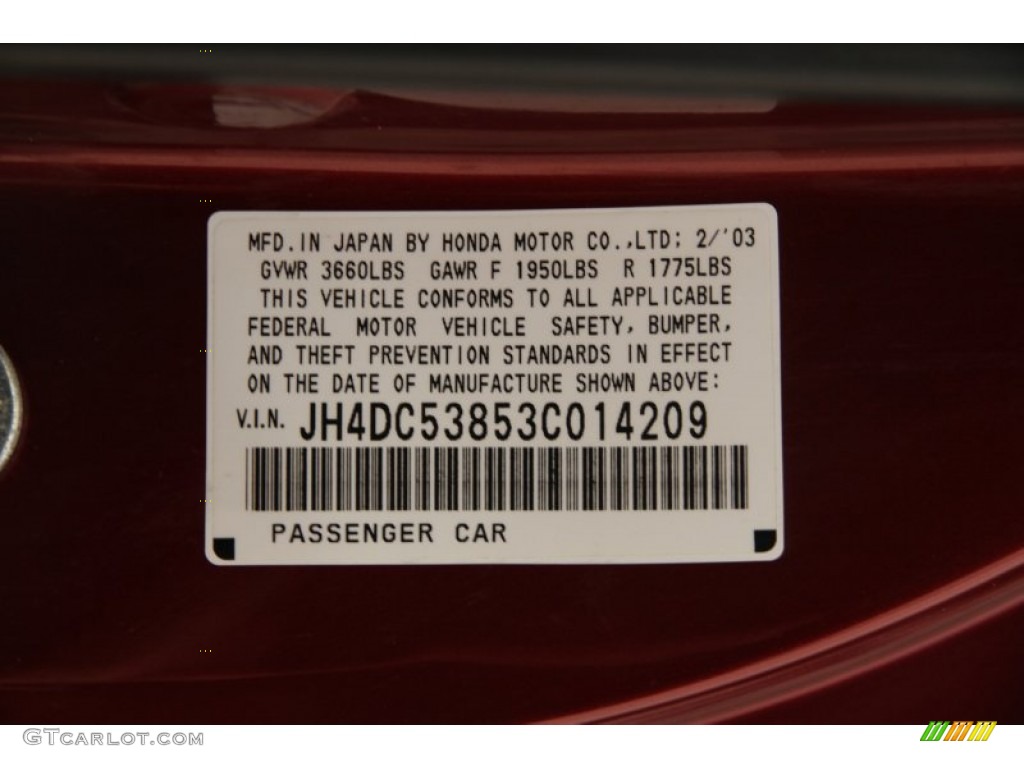 2003 RSX Sports Coupe - Redondo Red Pearl / Titanium photo #17