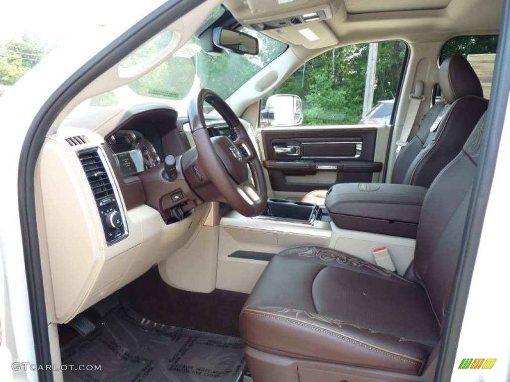 2014 1500 Laramie Longhorn Crew Cab 4x4 - Bright White / Canyon Brown/Light Frost Beige photo #5