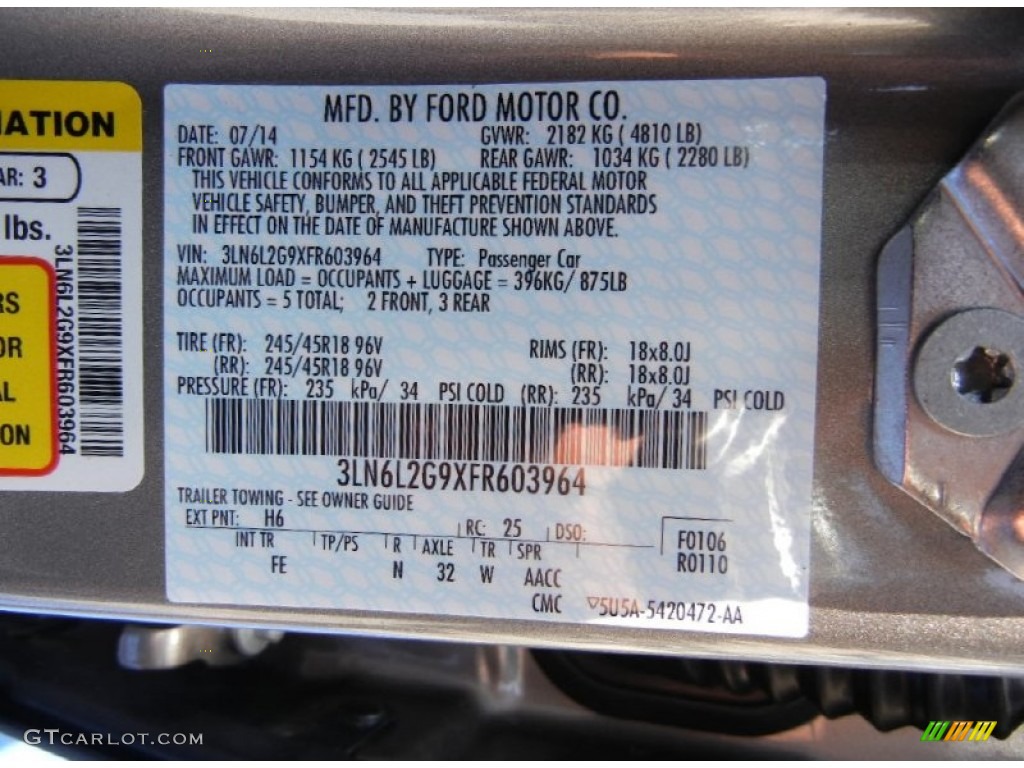 2015 MKZ Color Code H6 for Luxe Metallic Photo #96194087
