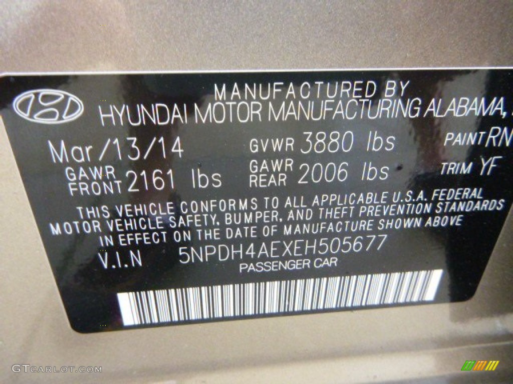 2014 Elantra SE Sedan - Bronze / Beige photo #4