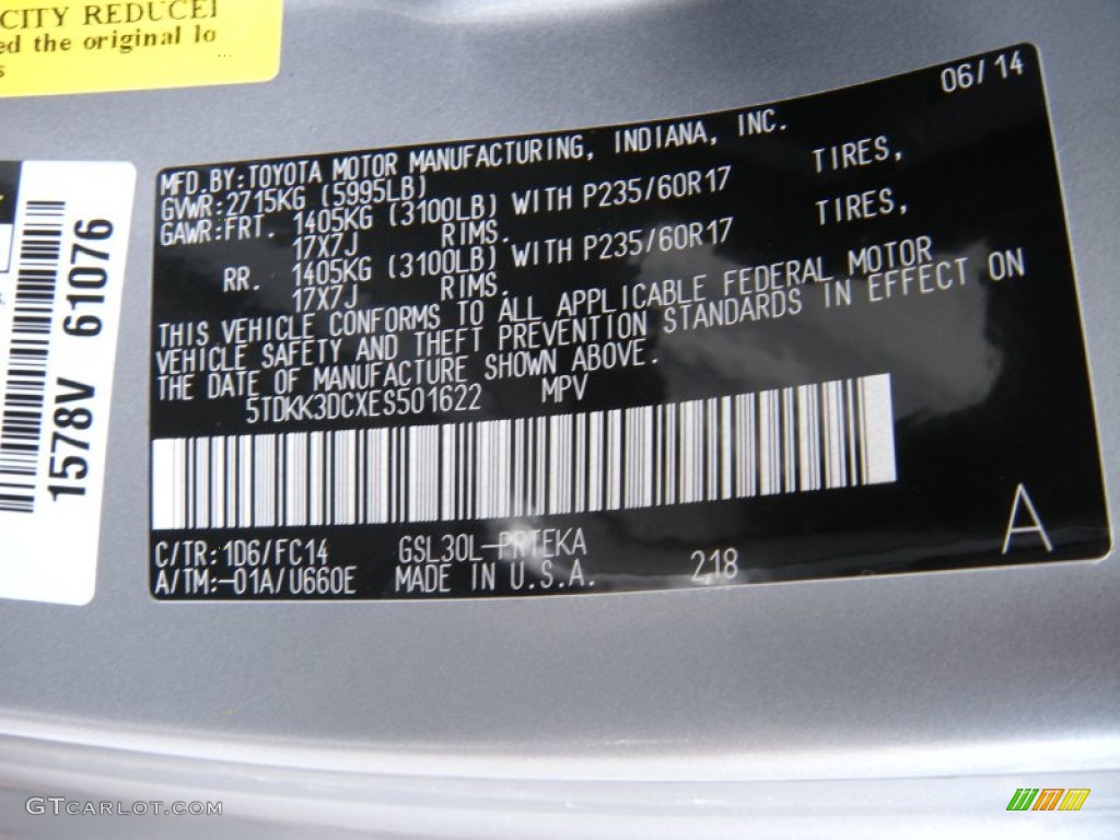 2014 Sienna LE - Silver Sky Metallic / Light Gray photo #33