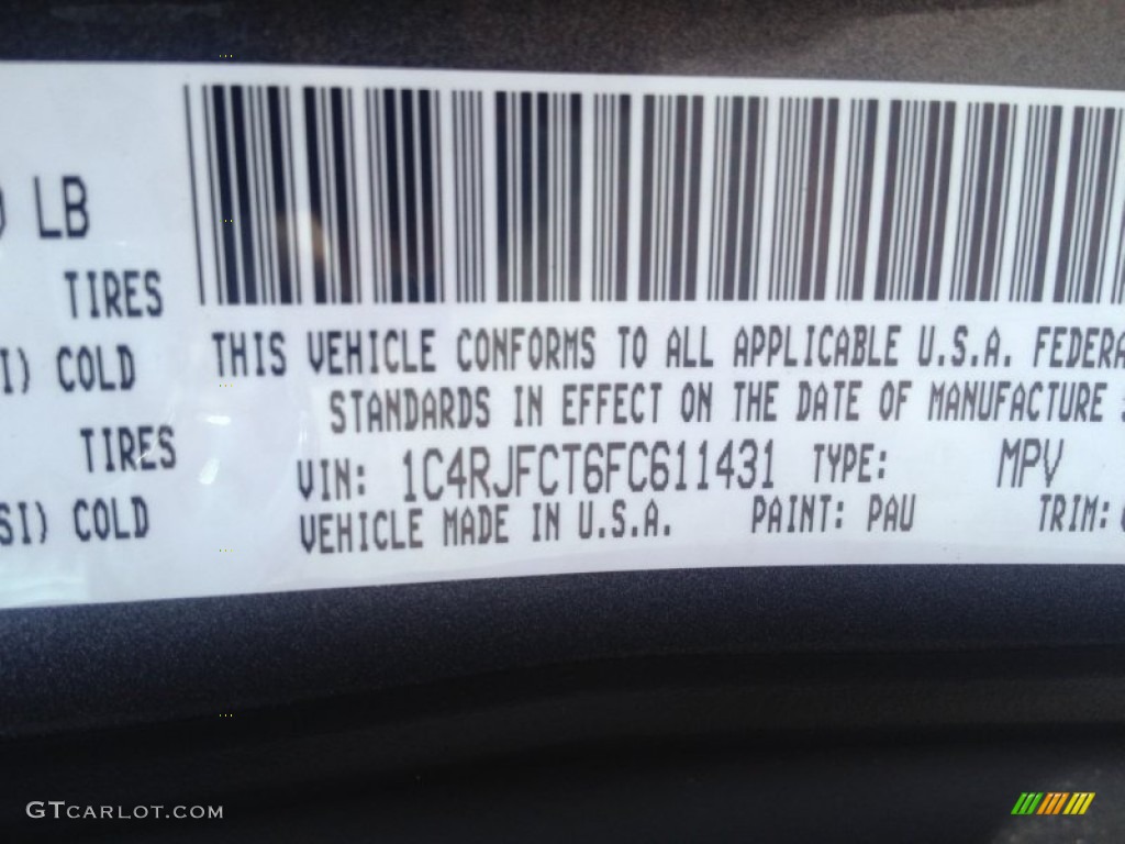 2015 Grand Cherokee Color Code PAU for Granite Crystal Metallic Photo #96233787