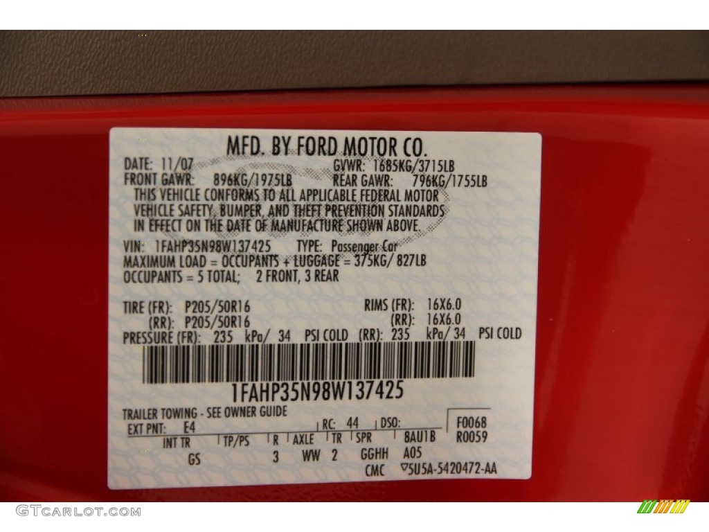 2008 Focus SES Sedan - Vermillion Red / Medium Stone photo #17