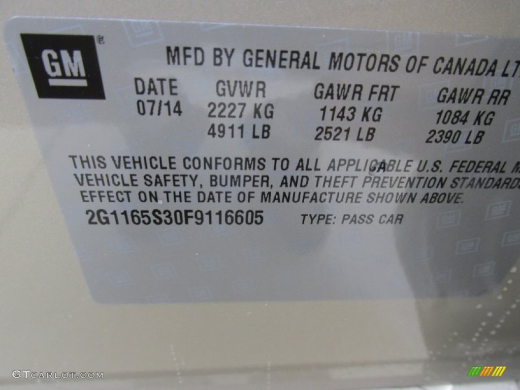 2015 Chevrolet Impala LTZ Info Tag Photo #96252033