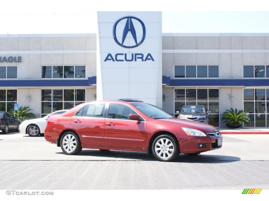 2007 Accord EX-L V6 Sedan - Moroccan Red Pearl / Gray photo #1