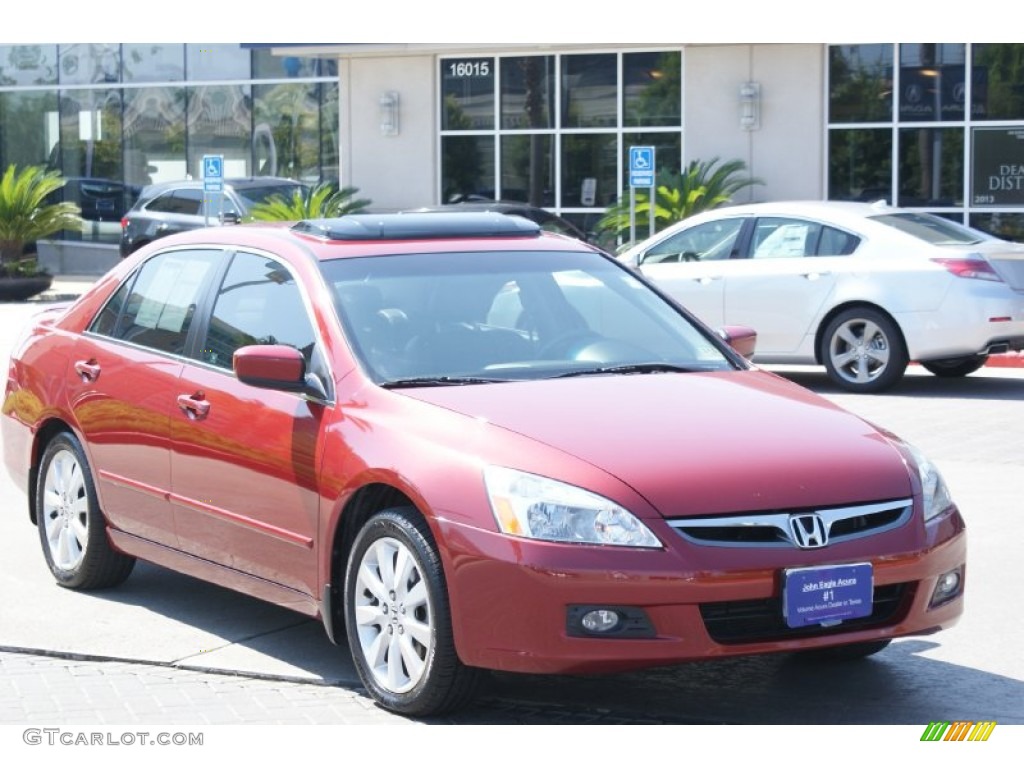 2007 Accord EX-L V6 Sedan - Moroccan Red Pearl / Gray photo #2