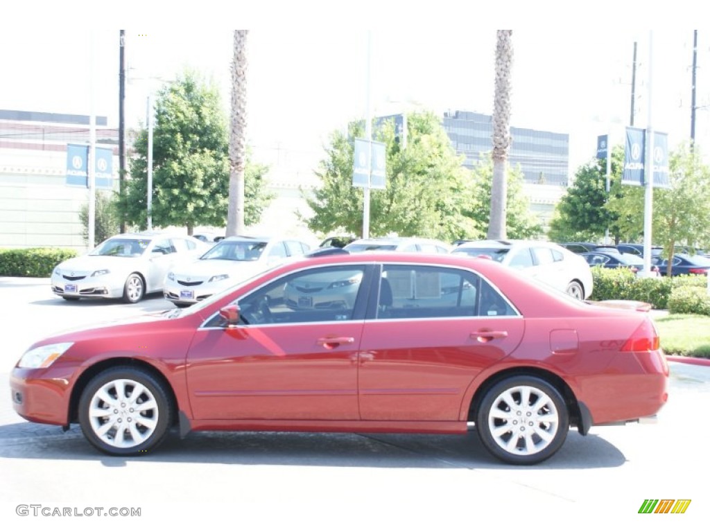 2007 Accord EX-L V6 Sedan - Moroccan Red Pearl / Gray photo #5