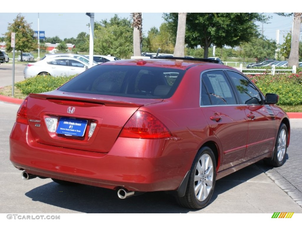 2007 Accord EX-L V6 Sedan - Moroccan Red Pearl / Gray photo #9