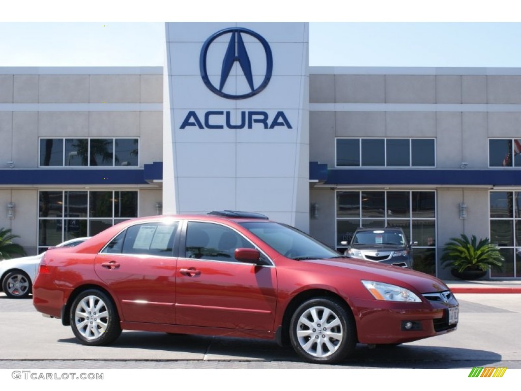 2007 Accord EX-L V6 Sedan - Moroccan Red Pearl / Gray photo #10