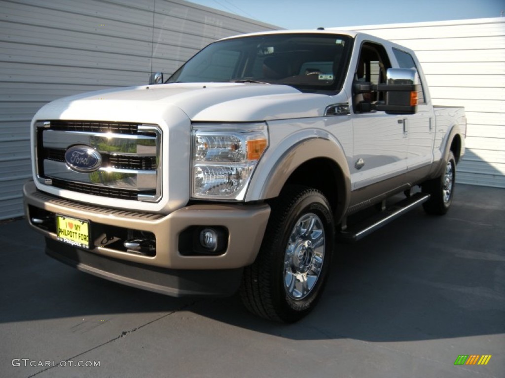 2014 F250 Super Duty King Ranch Crew Cab 4x4 - Oxford White / King Ranch Chaparral Leather/Adobe Trim photo #7