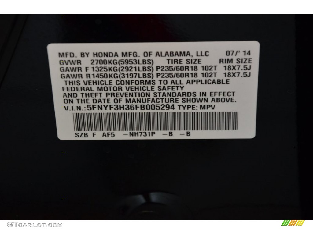 2015 Pilot SE - Crystal Black Pearl / Gray photo #31