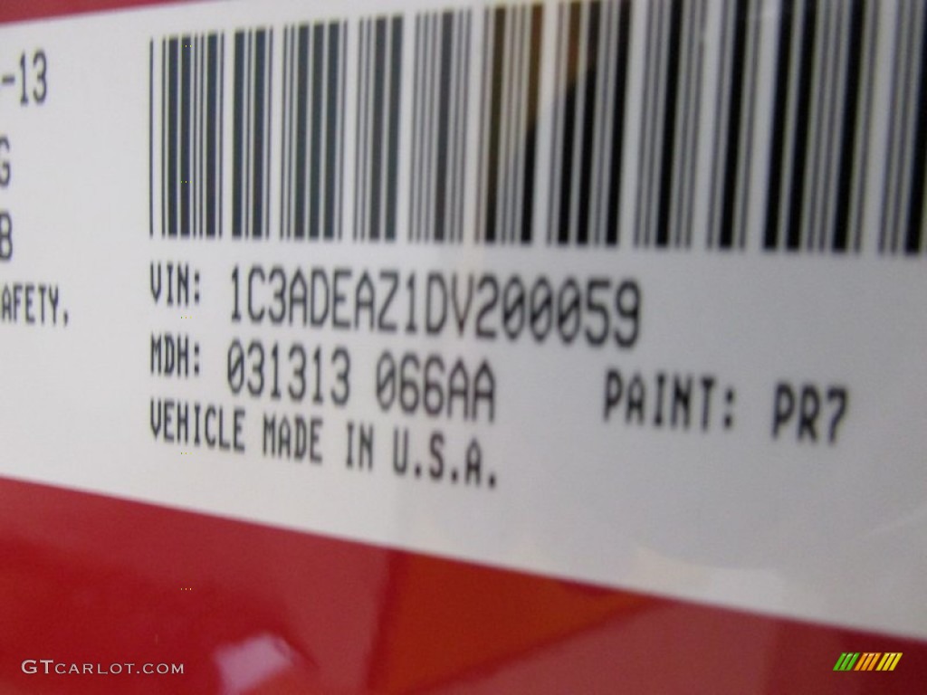 2013 SRT Viper Color Code PR7 for Adrenaline Red Photo #96321576
