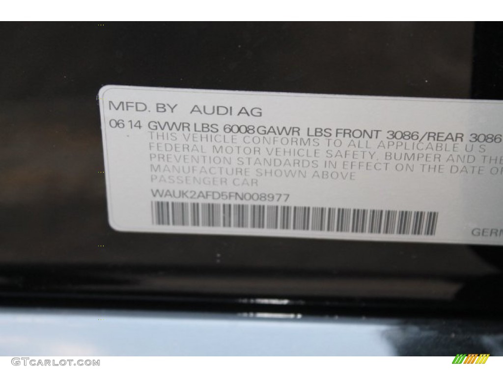 2015 Audi S8 quattro S Info Tag Photos