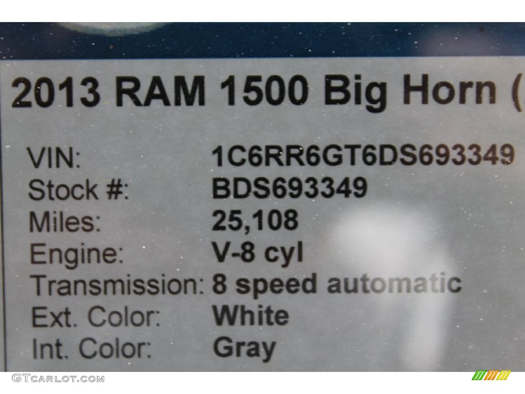 2013 1500 Big Horn Quad Cab - Bright White / Black/Diesel Gray photo #39