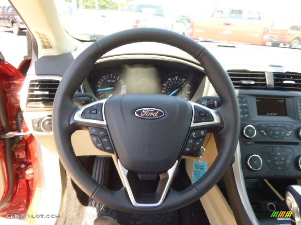 2015 Ford Fusion SE Dune Steering Wheel Photo #96338681