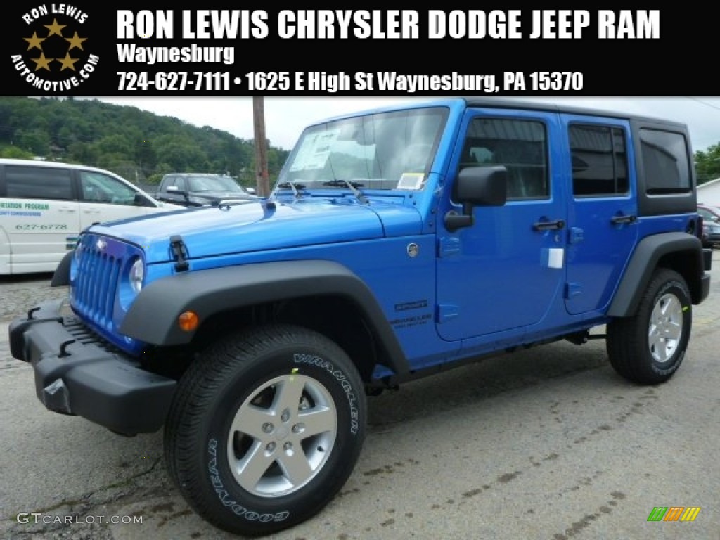 2015 Wrangler Unlimited Sport 4x4 - Hydro Blue Pearl / Black photo #1