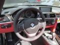 Coral Red/Black Highlight 2015 BMW 4 Series 428i xDrive Convertible Steering Wheel