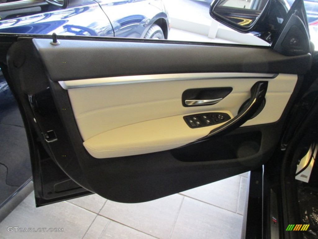 2015 BMW 4 Series 435i xDrive Gran Coupe Ivory White and Black Door Panel Photo #96341900