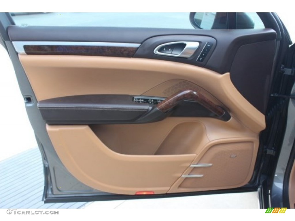 2013 Porsche Cayenne Turbo Natural Espresso/Cognac Door Panel Photo #96357185