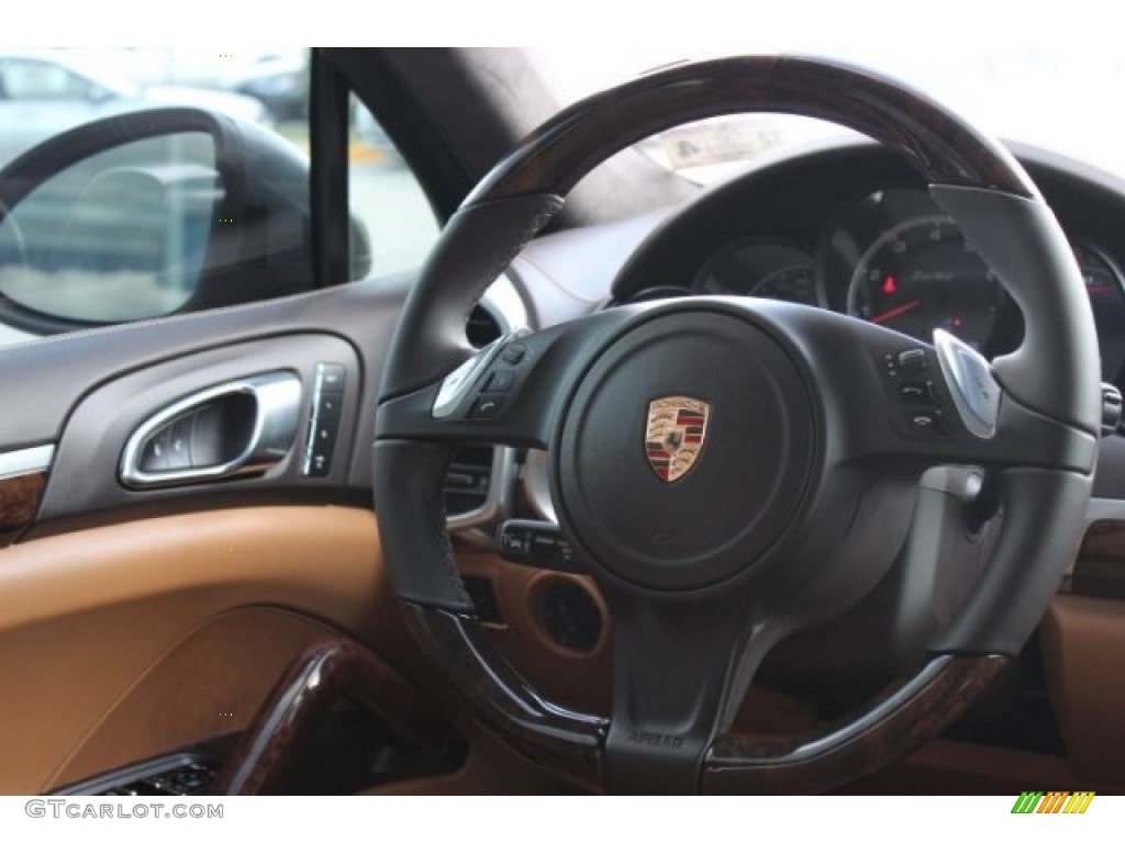 2013 Porsche Cayenne Turbo Natural Espresso/Cognac Steering Wheel Photo #96357822