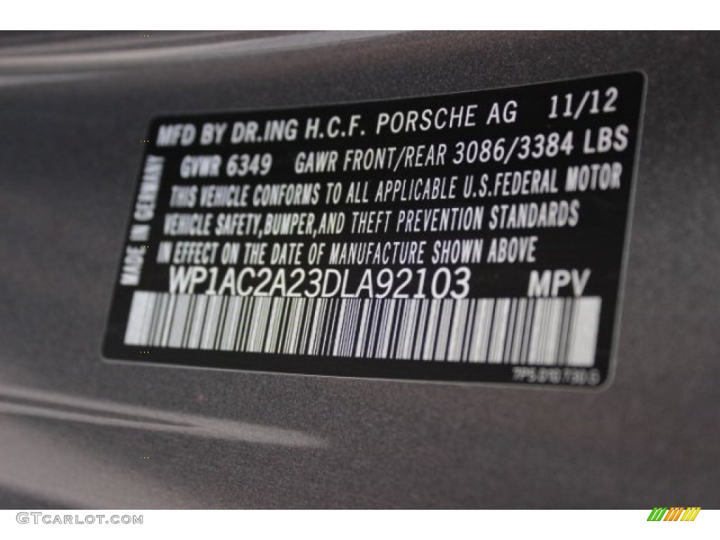 2013 Porsche Cayenne Turbo Info Tag Photos