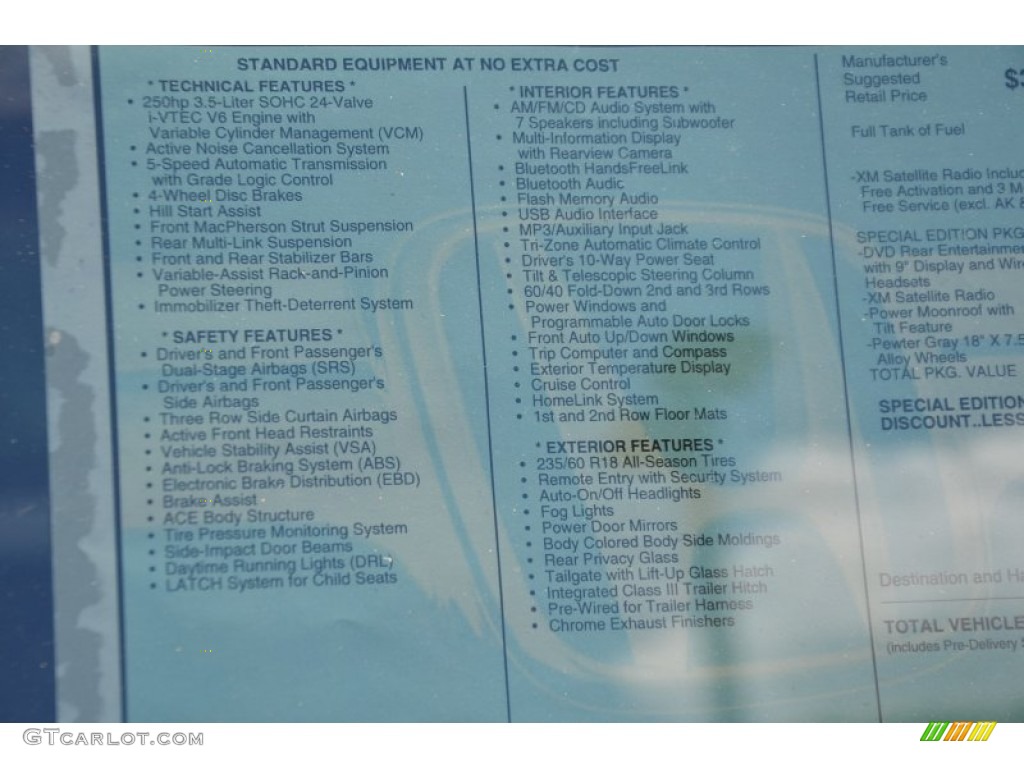 2015 Pilot SE - Crystal Black Pearl / Gray photo #6