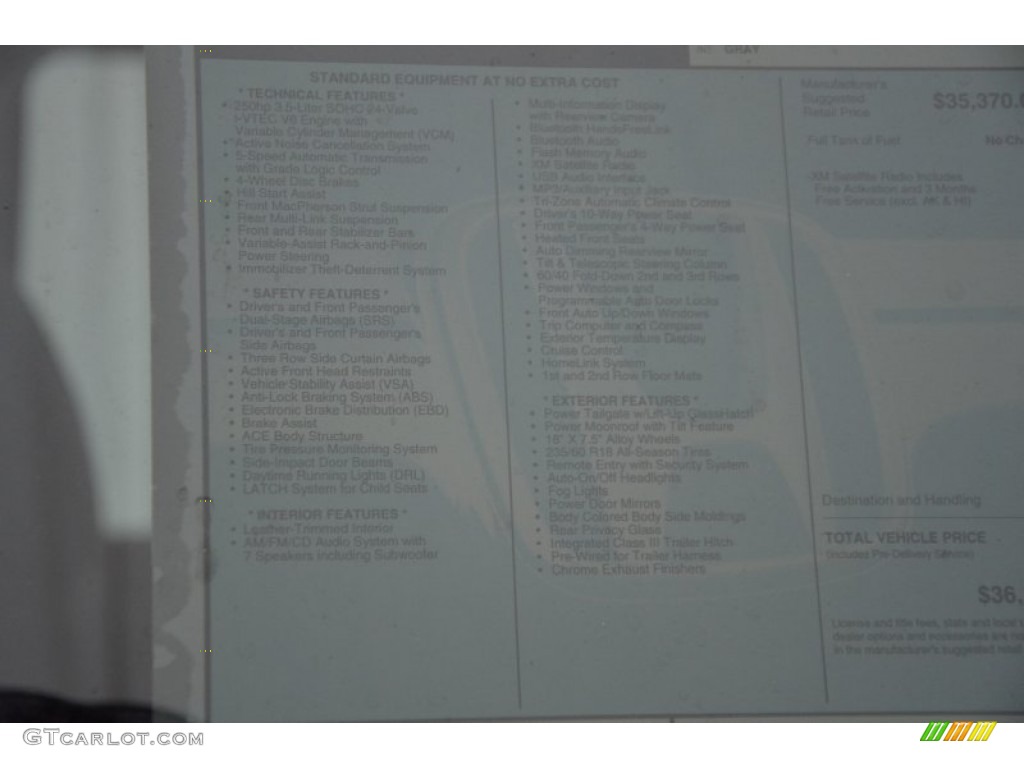 2015 Pilot EX-L - Crystal Black Pearl / Gray photo #6