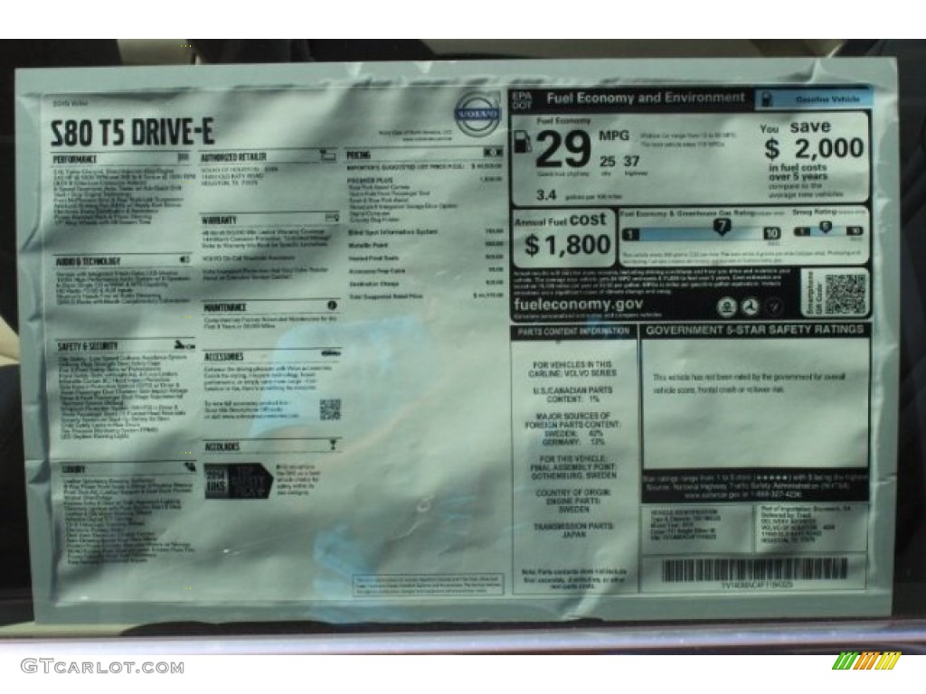 2015 S80 T5 Drive-E - Bright Silver Metallic / Soft Beige photo #29