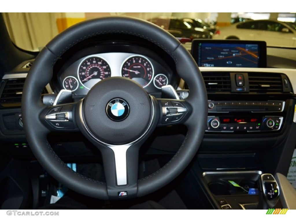 2015 BMW 4 Series 435i Gran Coupe Black Steering Wheel Photo #96369678