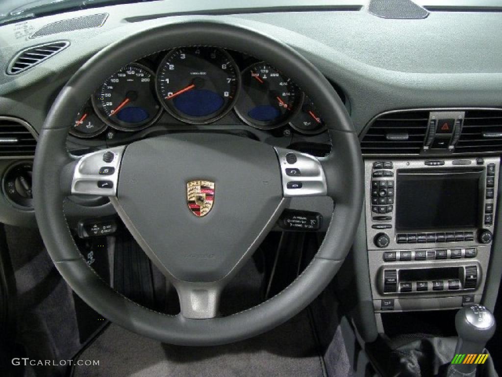 2006 Porsche 911 Carrera Cabriolet Stone Grey Steering Wheel Photo #9637263