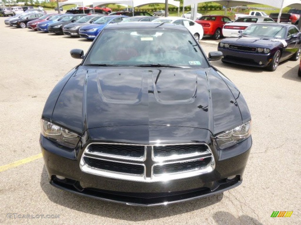 2014 Charger SXT AWD - Phantom Black Tri-Coat Pearl / Black/Red photo #3