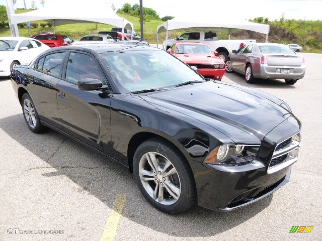 2014 Charger SXT AWD - Phantom Black Tri-Coat Pearl / Black/Red photo #4