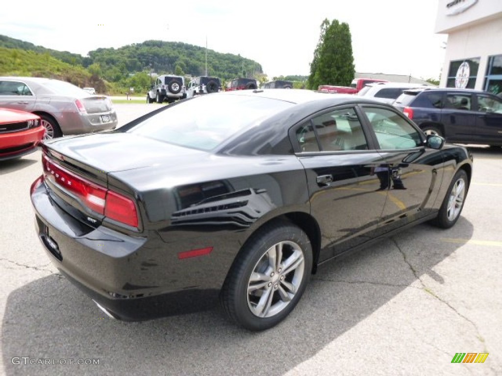 2014 Charger SXT AWD - Phantom Black Tri-Coat Pearl / Black/Red photo #6