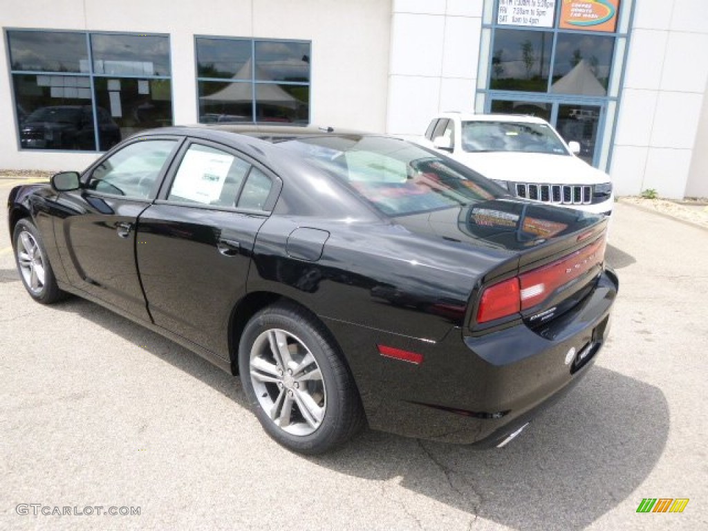 2014 Charger SXT AWD - Phantom Black Tri-Coat Pearl / Black/Red photo #8
