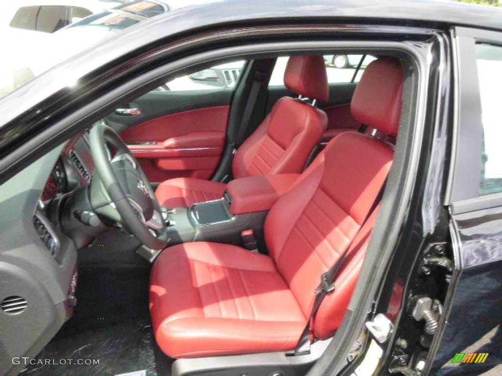 2014 Charger SXT AWD - Phantom Black Tri-Coat Pearl / Black/Red photo #10