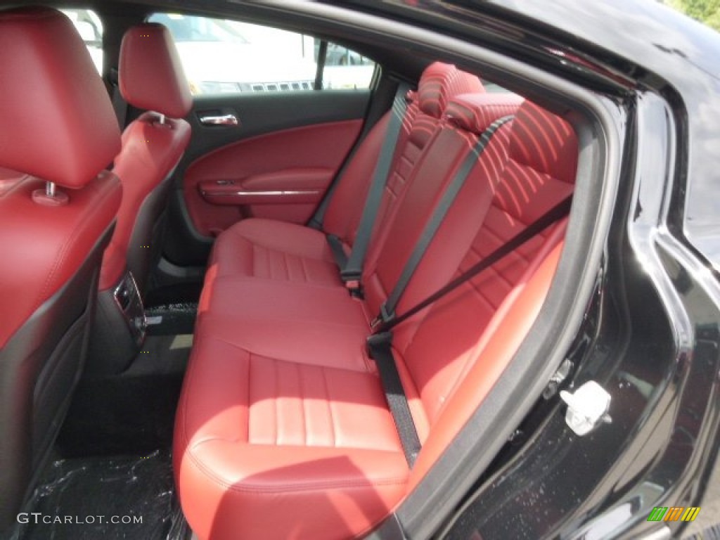 2014 Charger SXT AWD - Phantom Black Tri-Coat Pearl / Black/Red photo #12