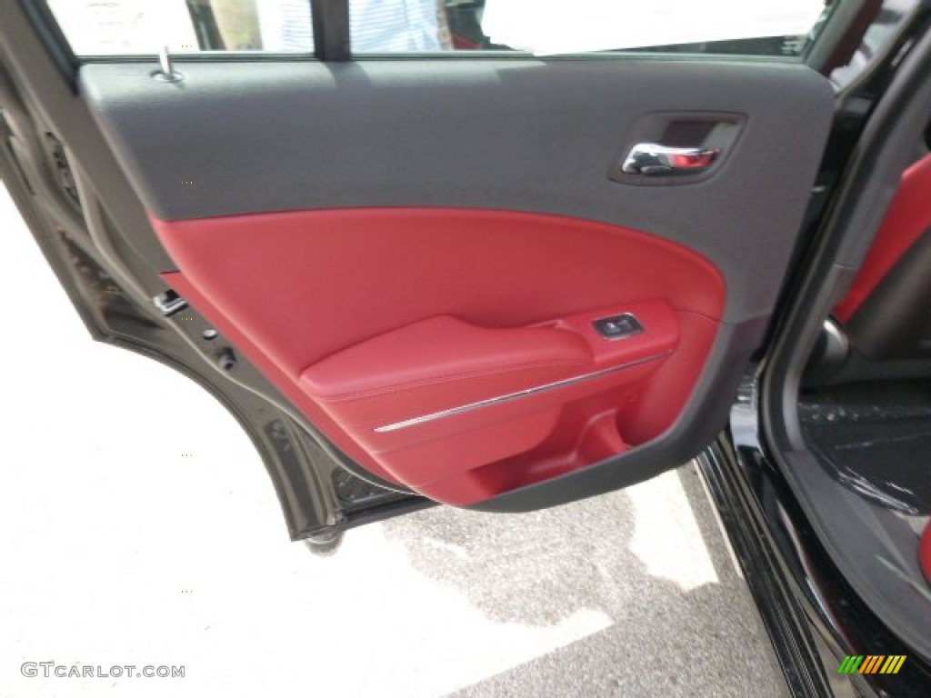 2014 Charger SXT AWD - Phantom Black Tri-Coat Pearl / Black/Red photo #13