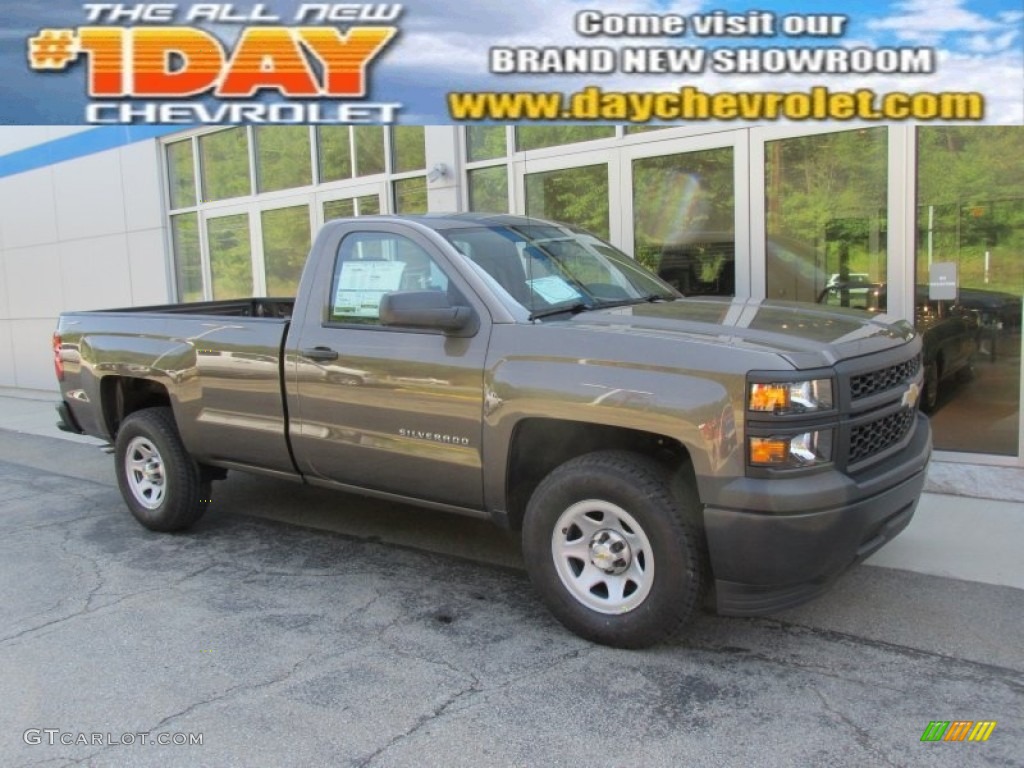 2014 Silverado 1500 WT Regular Cab - Brownstone Metallic / Jet Black/Dark Ash photo #1