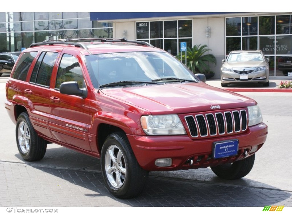 2001 Grand Cherokee Limited 4x4 - Inferno Red Crystal Pearl / Sandstone photo #3