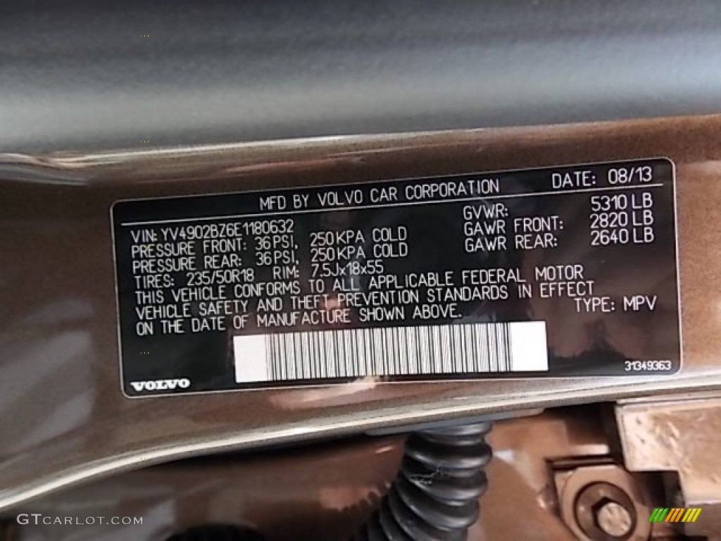 2014 Volvo XC70 T6 AWD Info Tag Photos