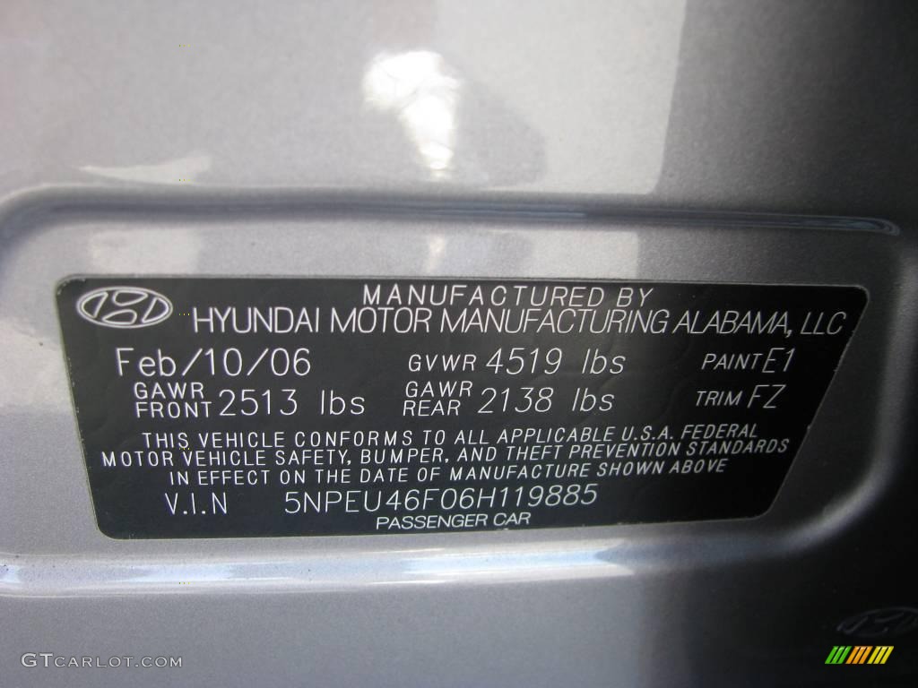 2006 Sonata GLS V6 - Steel Gray / Gray photo #14