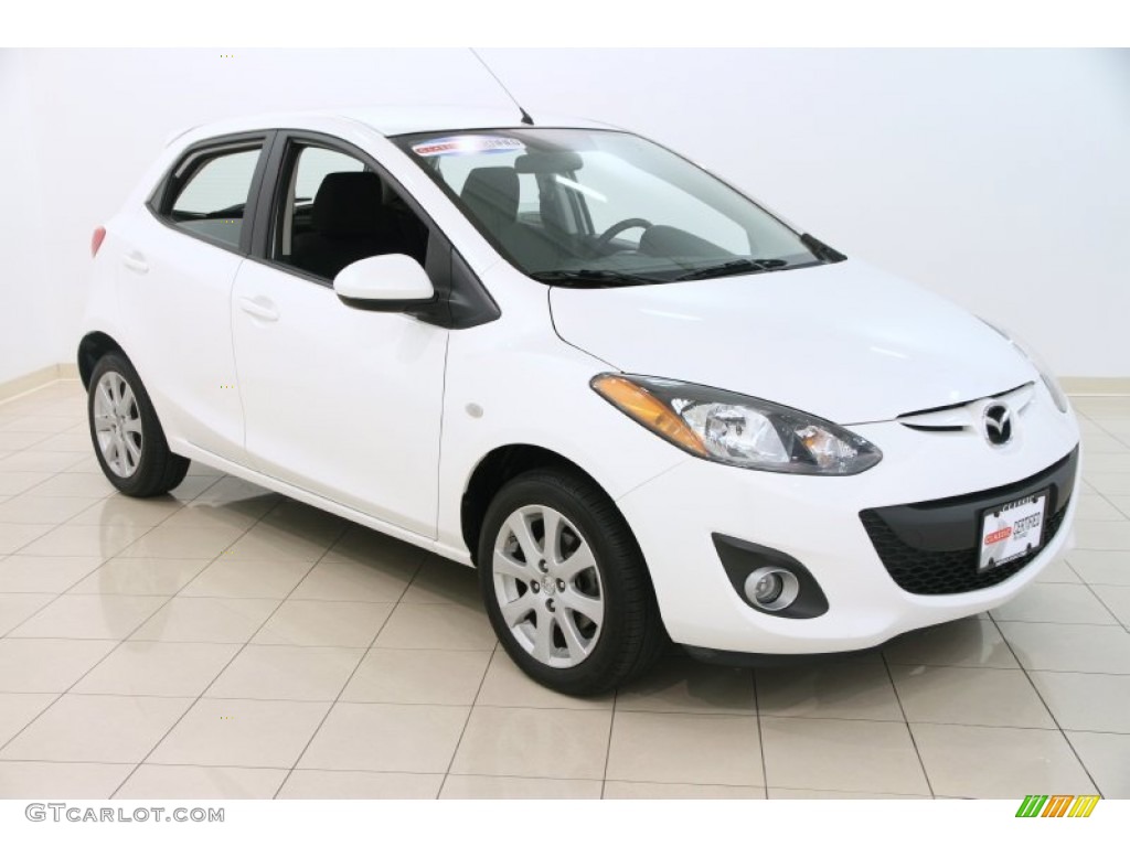 2012 MAZDA2 Touring - Crystal White Pearl Mica / Black w/Red Piping photo #1