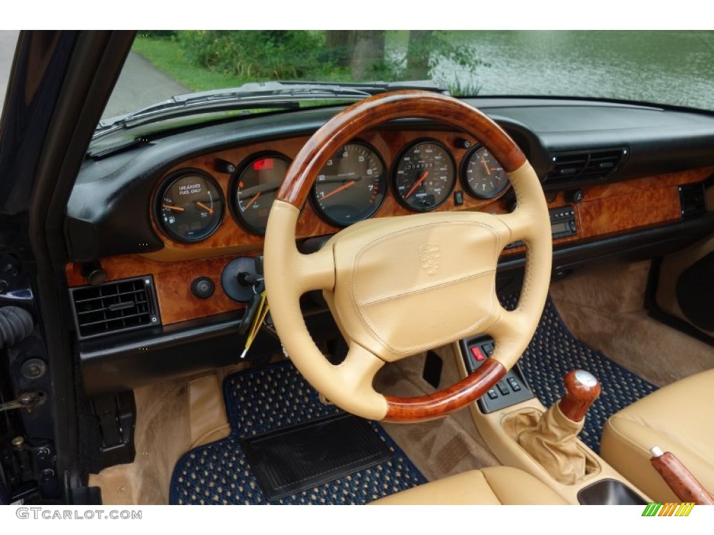 1996 Porsche 911 Carrera 4 Cashmere Beige Steering Wheel Photo #96426871